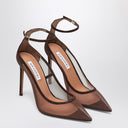 Aquazzura Decolleté Love Affair 85 in mesh with brown suede