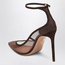 Aquazzura Декольте Love Affair 85 из сетки с коричневой замшей