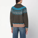 Cardigan Alanui verde oliva con motivo Fair Isle