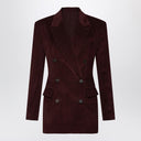 Chaqueta de terciopelo burdeos cruzada Brunello Cucinelli