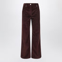 Brunello Cucinelli Wide-leg bordeaux velvet trousers