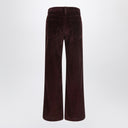 Brunello Cucinelli Wide-leg bordeaux velvet trousers