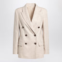 Brunello Cucinelli Beige double-breasted jacket in wool and cashmere