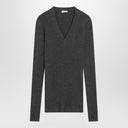 Brunello Cucinelli Dark grey ribbed wool sweater
