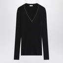 Brunello Cucinelli Blue ribbed wool sweater