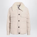 Brunello Cucinelli Light gray jacket with fur collar