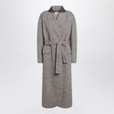 Manteau en mélange de laine brun mélange Brunello Cucinelli avec ceinture