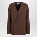 Chaqueta de lana marrón cruzada LouLou De Saison