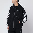 오프화이트 Off-White™ 블랙 지퍼 후드티 로고 프린트