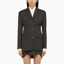 Chaqueta gris de raya diplomática de mezcla de lana de Off-White™ de botonadura sencilla