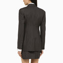 Chaqueta gris de raya diplomática de mezcla de lana de Off-White™ de botonadura sencilla