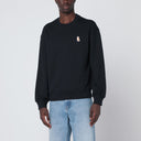 Felpa nera in cotone Maison Kitsuné