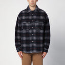 Palm Angels Over shirt in navy check wool with studs
