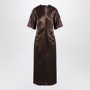 LouLou De Saison Long brown dress in linen and silk