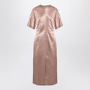 Vestido longo LouLou De Saison rosa antigo em linho e seda