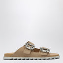 ROGER VIVIER Beige Wildleder Slidy Viv' Mule