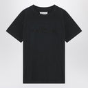 Maison Margiela Washed black T-shirt with embroidered logo