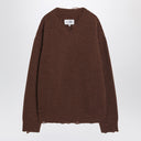 MM6 Maison Margiela Distressed brown wool-blend sweater