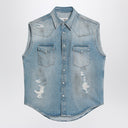Chaleco azul desteñido con roturas MM6 Maison Margiela