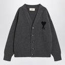 Ami Paris Ami De Coeur heather grey wool cardigan