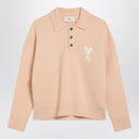 Maglione polo Ami De Coeur rosa polvere Ami Paris
