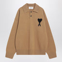 Ami Paris Camel-coloured Ami De Coeur polo sweater