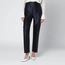 Pantalones de satén azul mezcla de seda Alberta Ferretti