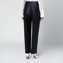 Pantalones de satén azul mezcla de seda Alberta Ferretti