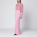 Vestido de noche rosa Alberta Ferretti con bordado de cuentas