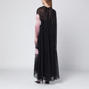 Vestido negro de seda Alberta Ferretti con estampado de orquídeas
