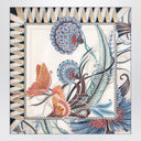 Ferragamo Ivory/blue silk scarf with Giada print