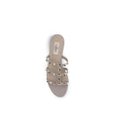 Beige Calf Leather Bos Taurus Flat Sandals