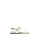 Cream Calf Leather Bos Taurus Flat Sandals