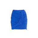 Blue Elastane Mini Skirt