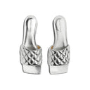 Silver Calfskin Flat Sandals