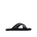 Black Calfskin Flat Sandals