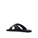 Black Calfskin Flat Sandals
