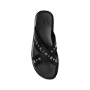Black Calfskin Flat Sandals