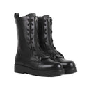 Black Calfskin Lace-Up Boots