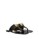 Black Calfskin Flat Sandals