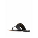 Black Leather Flat Sandals