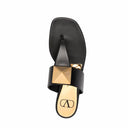 Black Leather Flat Sandals