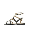 Black Calfskin Flat Sandals
