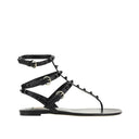 Black Calfskin Strap-On Sandals