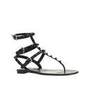 Black Calfskin Strap-On Sandals