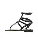 Black Calfskin Strap-On Sandals