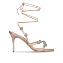 Beige Silk Stiletto Heel Sandals