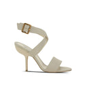 White Calfskin Stiletto Heel Sandals