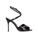 Black Calfskin Stiletto Heel Sandals