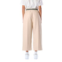 Beige Viscose Cropped Pants